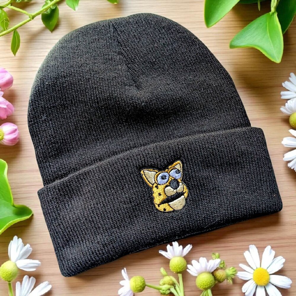 Hey yo Cheetah Good Boy Noah licensed embroidered derpy leopard grunge beanie OS